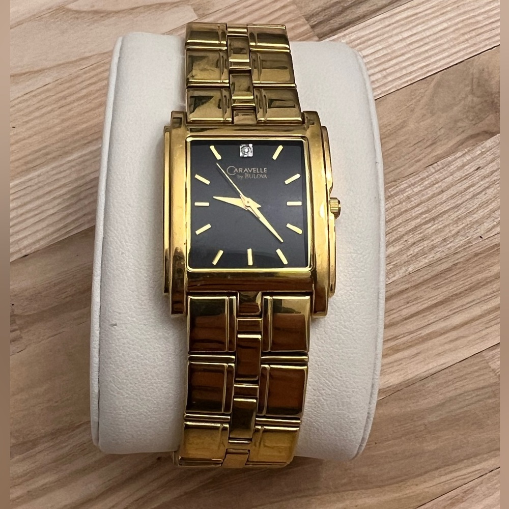 Caravelle by Bulova Men’s Watch Diamond Black Dial Gold-Tone Bracelet
